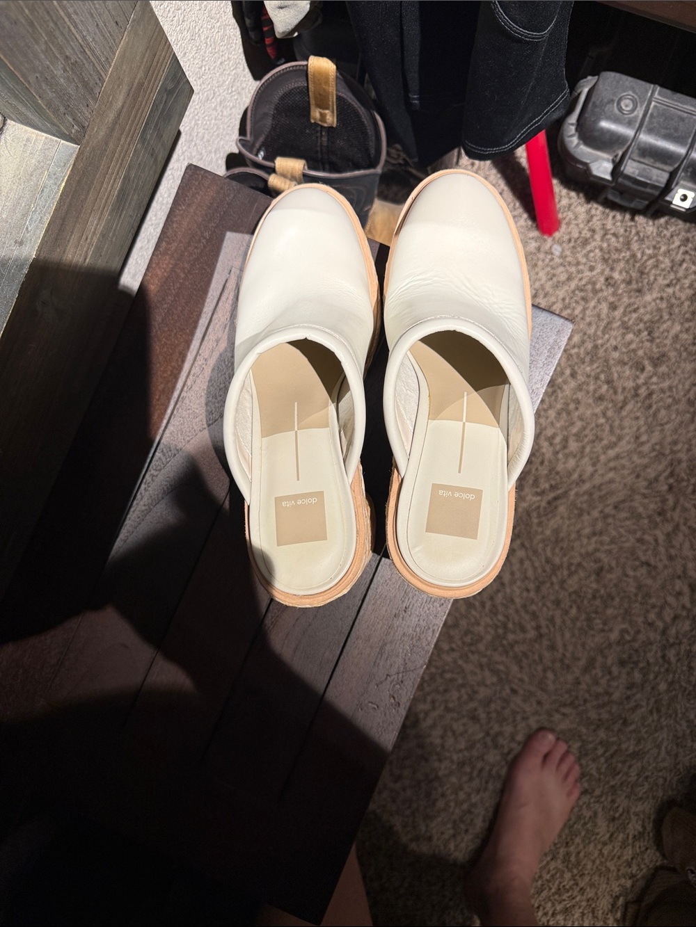 Dolce Vita Cream Leather Slip-On Mules